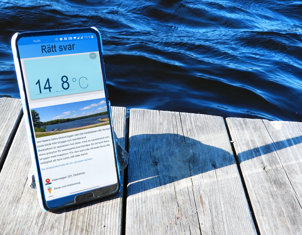 Mobil som visar vattentemperaturen i Halen
