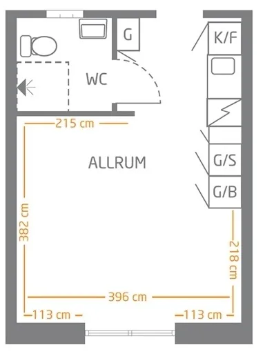 Planritning för Stallvägen 22 lgh 1202