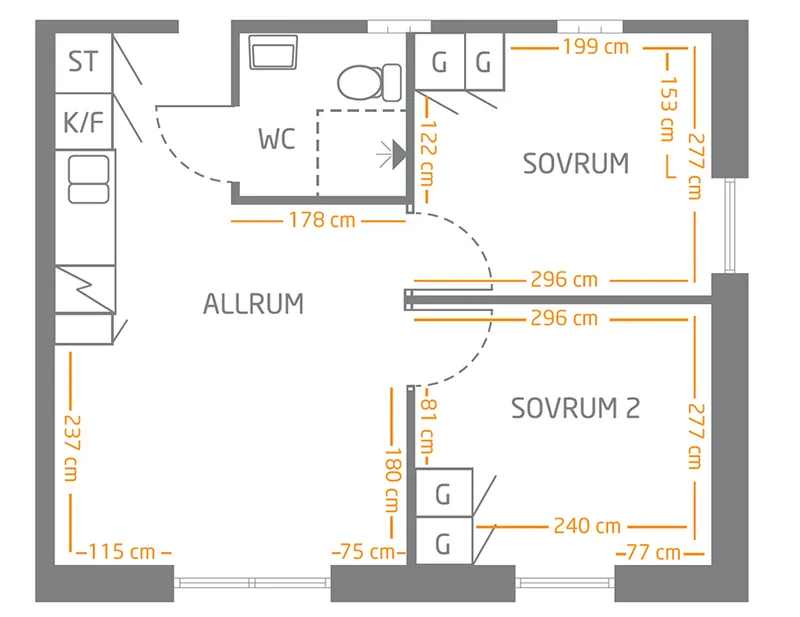 Planritning för Stallvägen 30 lgh 1207