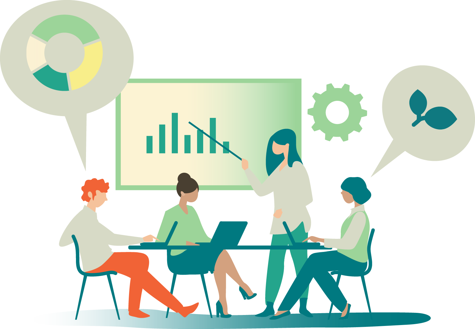 Illustration: möte runt ett bord.