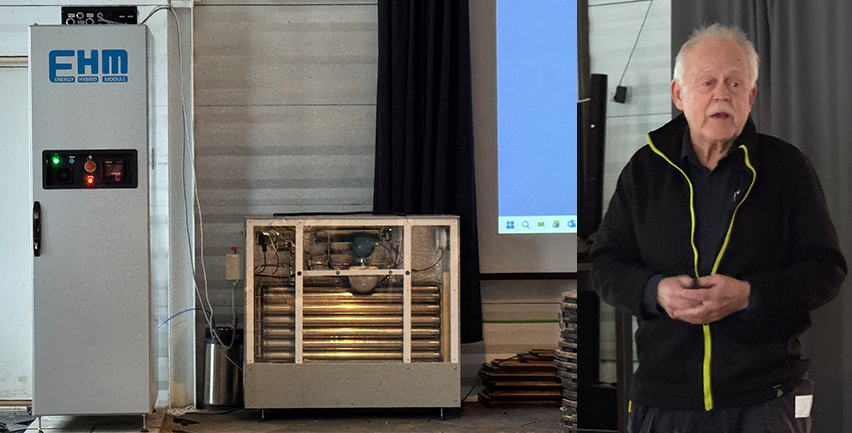 Foto på en energimodul samt dess upphovsman Hans-Olof Nilsson. 