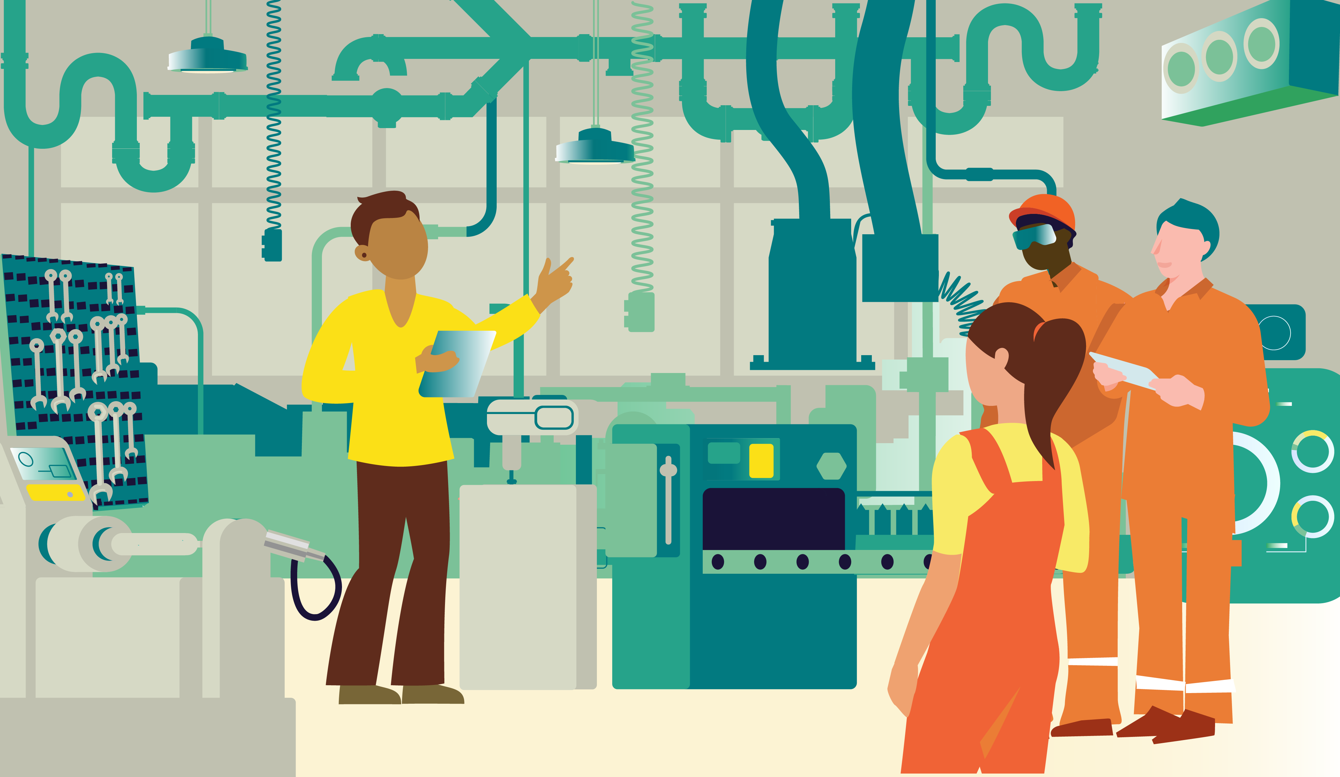 Illustration energiråd på industri.