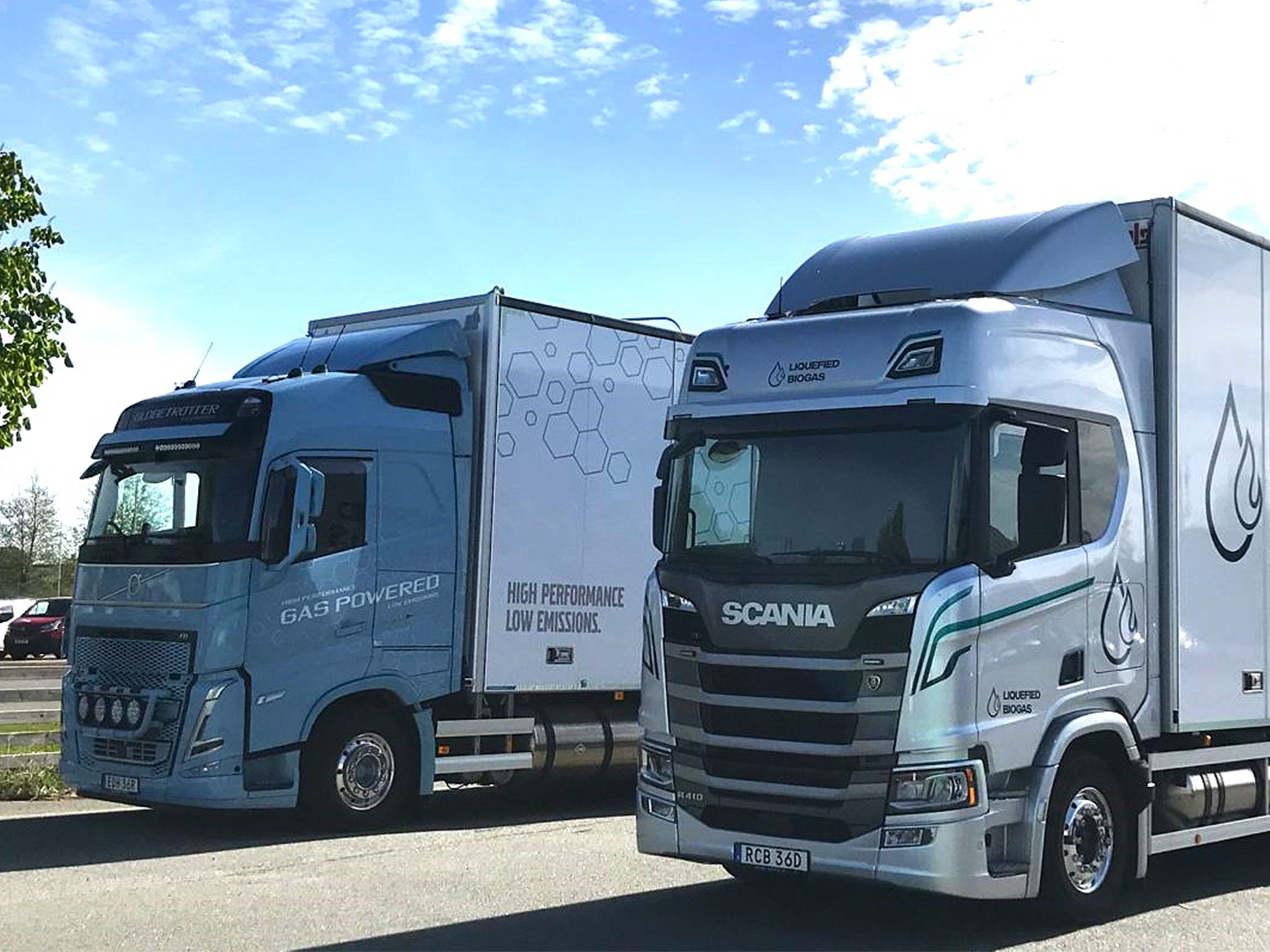 Foto på biogaslastbilar.