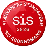 SIS-märke som visar att vi arbetar med standarder genom SIS-abonnemang.
