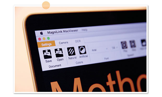 Bild von Teilen eines Bildschirms, auf dem MagniLink MacViewer ausgeführt wird.