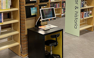 Bilden visar läskameran som finns på Stockholms stadsbibliotek.