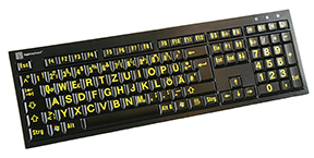 LargePrint Yellow on Black - PC Nero Slim Line Keyboard.