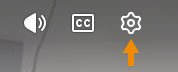  L’image montre l’icône Paramètres qui apparaît dans le coin supérieur droit de la vidéo lorsque vous la lancez.