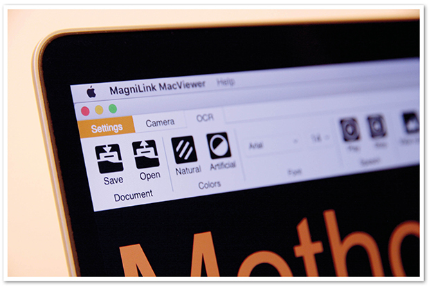 Das Bild zeigt Teile eines Bildschirms mit sichtbarem MagniLink MacViewer-Menü.