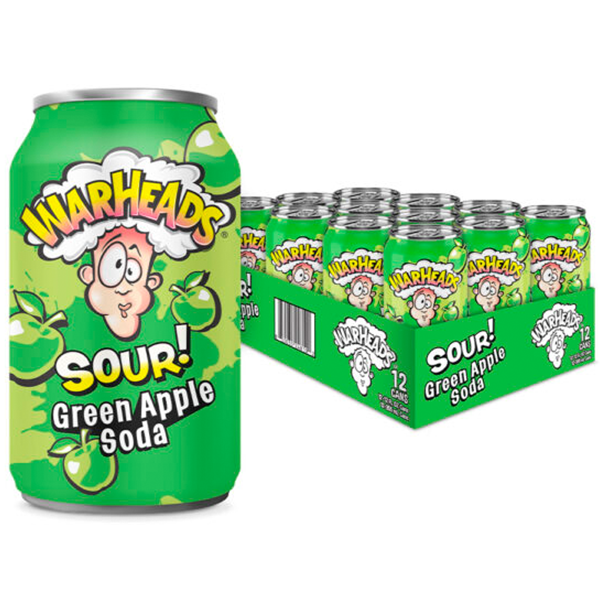 Warheads Sour Soda Green Apple 12x355ml