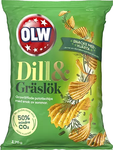 OLW DILL & GRÄSLÖK CHIPS 175 GR