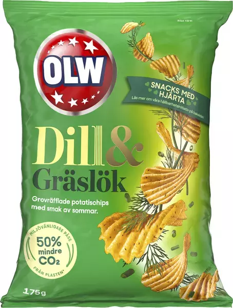 OLW DILL & GRÄSLÖK CHIPS 175 GR