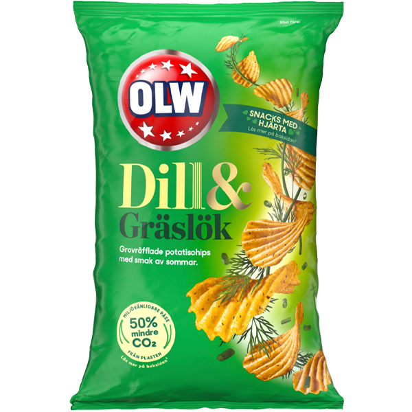 OLW DILL & GRÄSLÖK CHIPS 175 GR