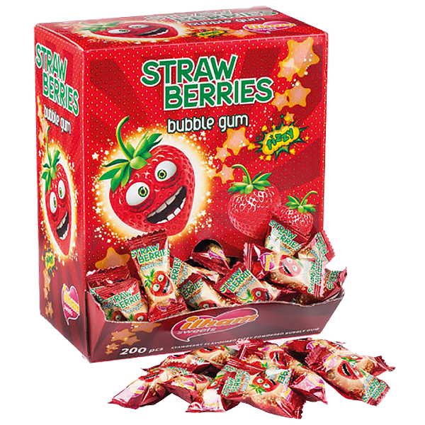 Strawberry Bubble Gum Automat - 200st
