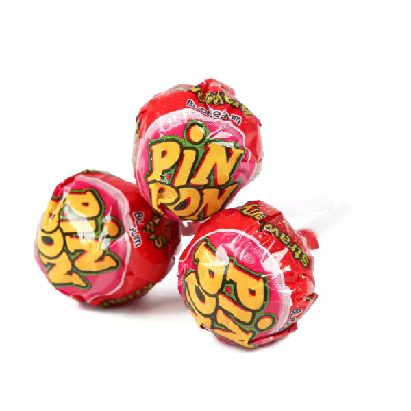 Pin Pon Lollipop Gum Sour Strawberry