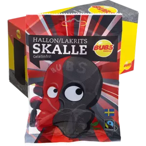 Bubs HallonLakrits Skalle 90g x 16st