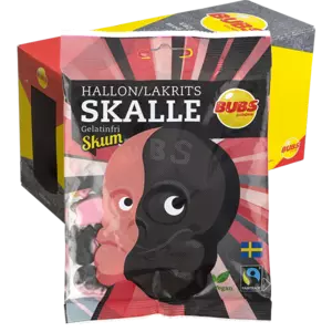 Bubs Hallonlakrits Skalle Skum 90g x 12s