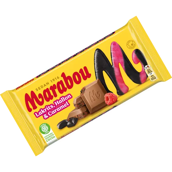 Marabou Lakrits, Hallon & Caramel 185g