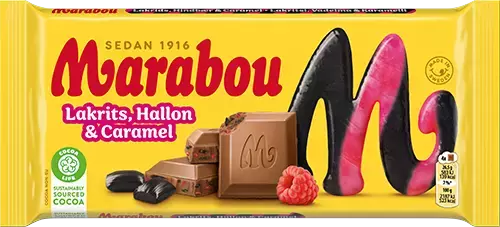 Marabou Lakrits, Hallon & Caramel 185g