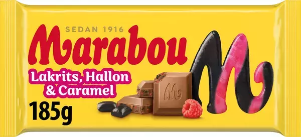 Marabou Lakrits, Hallon & Caramel 185g