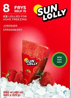 Sun Lolly Jordgubb 8-pack