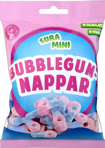 Sura Mini Bubblegumnappar 70g x 18st