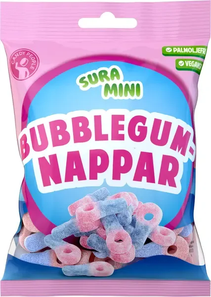 5st - Sura Mini Bubblegumnappar 70g