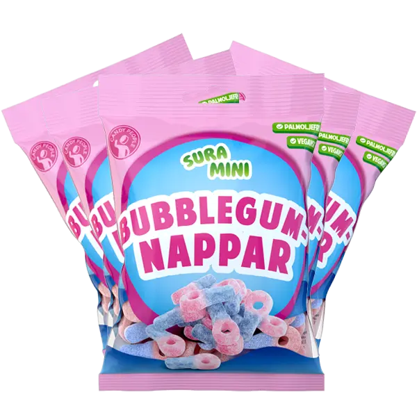 5st - Sura Mini Bubblegumnappar 70g