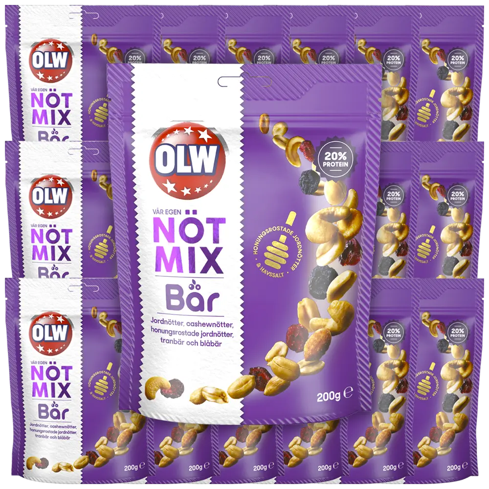 OLW Nötmix med Bär 200g x 18st