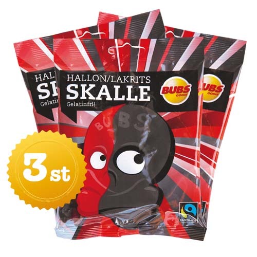 3st - Bubs Hallon/Lakritsskalle 90g /