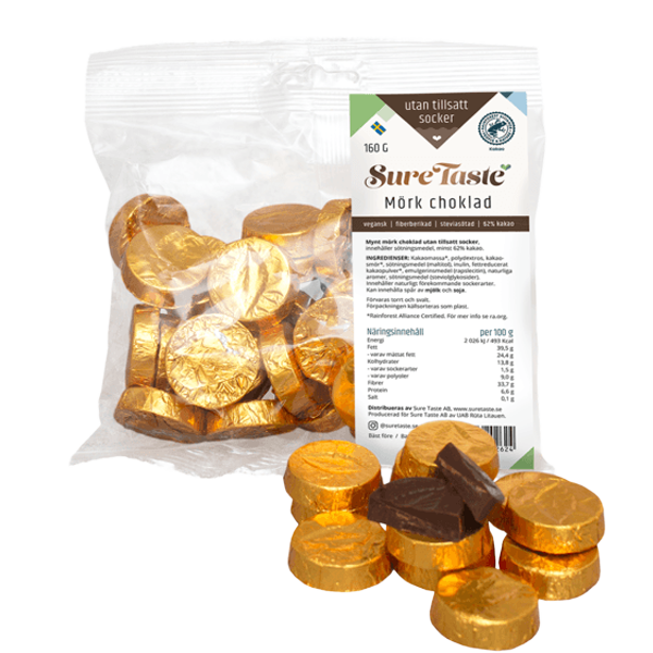 Chokladmynt Mörk Choklad Guld 160g | Sortiment | Gottegrisen