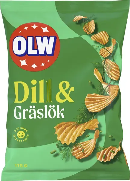 OLW DILL & GRÄSLÖK CHIPS 175 GR
