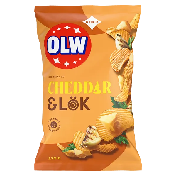 OLW Cheddar & Lök 275g