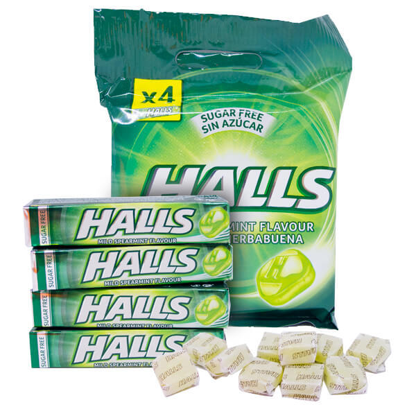 HALLS Spearmint Sockerfri 4-pack