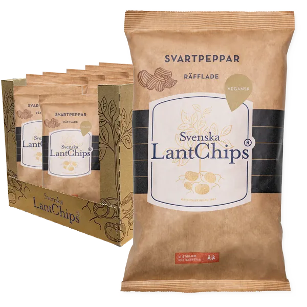 Lantchips Svartpeppar Räfflade 10x200g