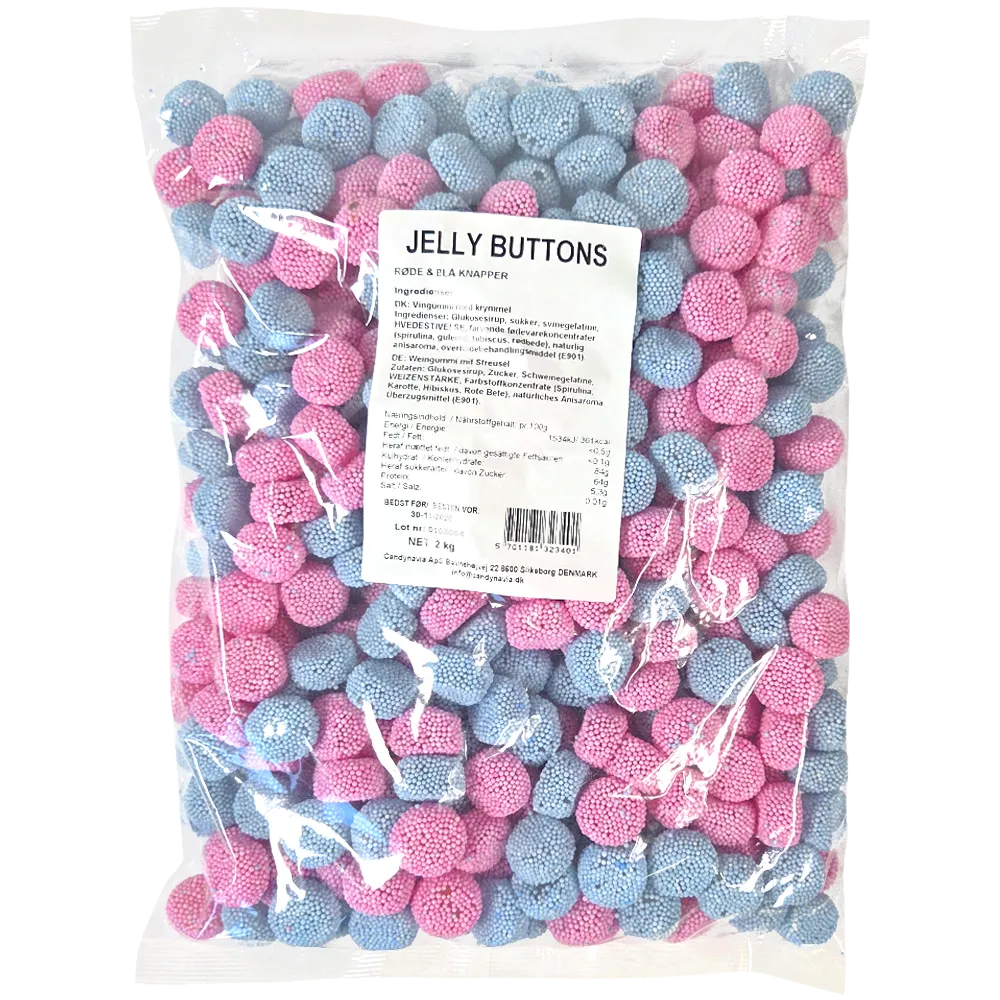 Jelly Buttons 2kg - Rosa & Blå knappar
