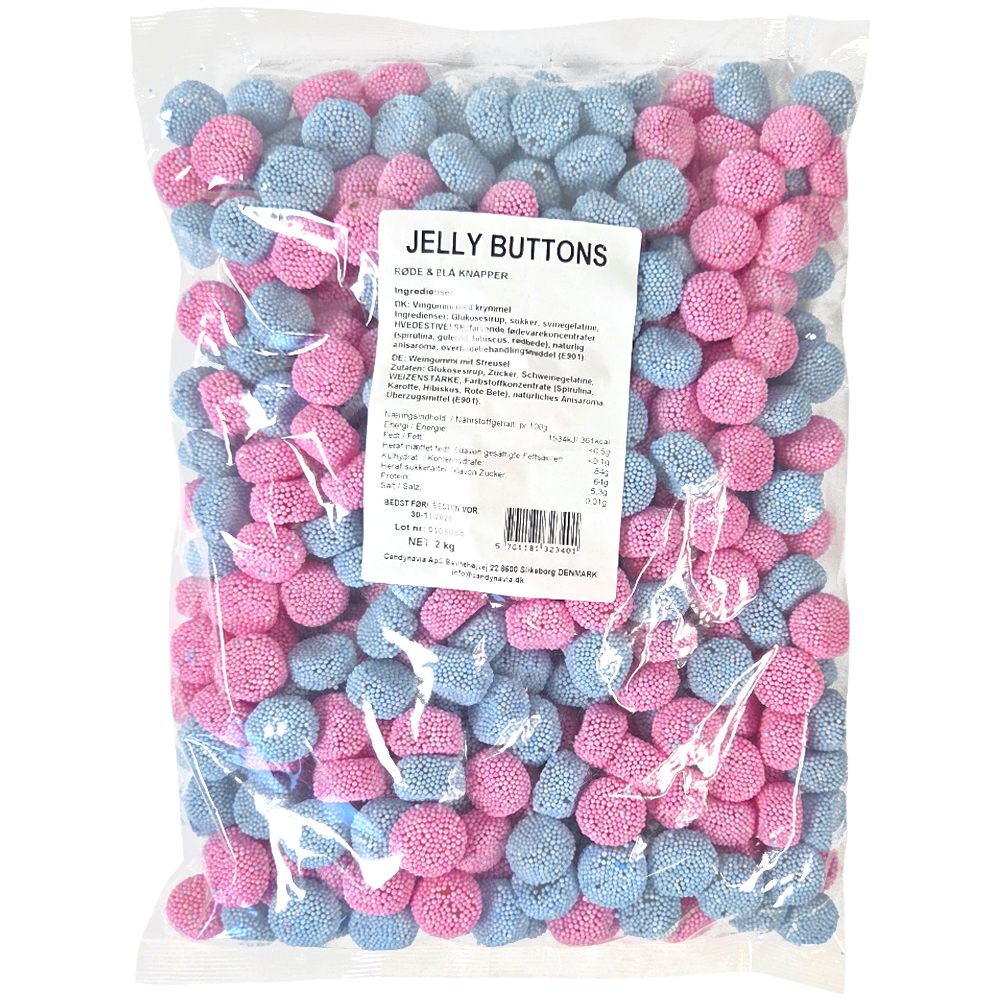 Jelly Buttons 2kg - Rosa  Blå knappar