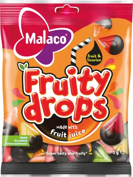 Malaco Fruity Drops Fruit Licorice 170g