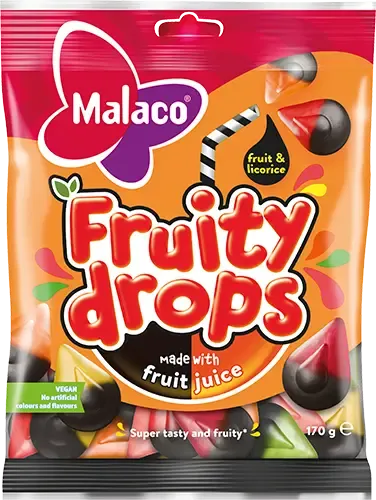 Malaco Fruity Drops Fruit Licorice 170g
