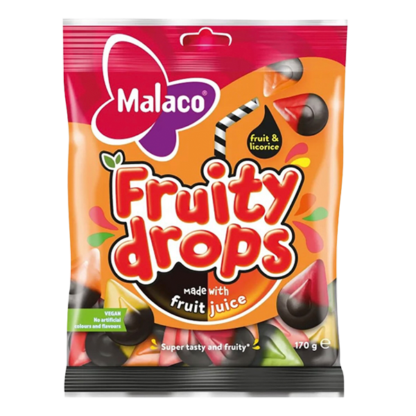 Malaco Fruity Drops Fruit Licorice 170g | Sortiment | Gottegrisen
