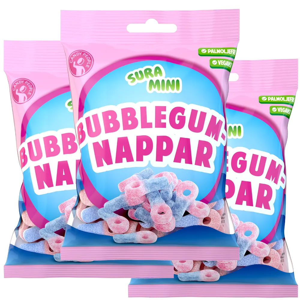 3st - Sura Mini Bubblegumnappar 70g