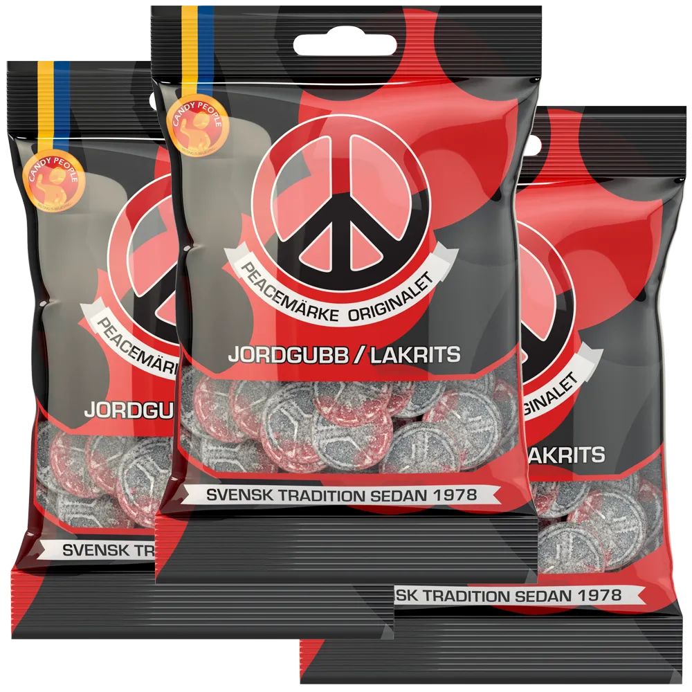 3st - Peacemärke Jordgubb/Lakrits 80g