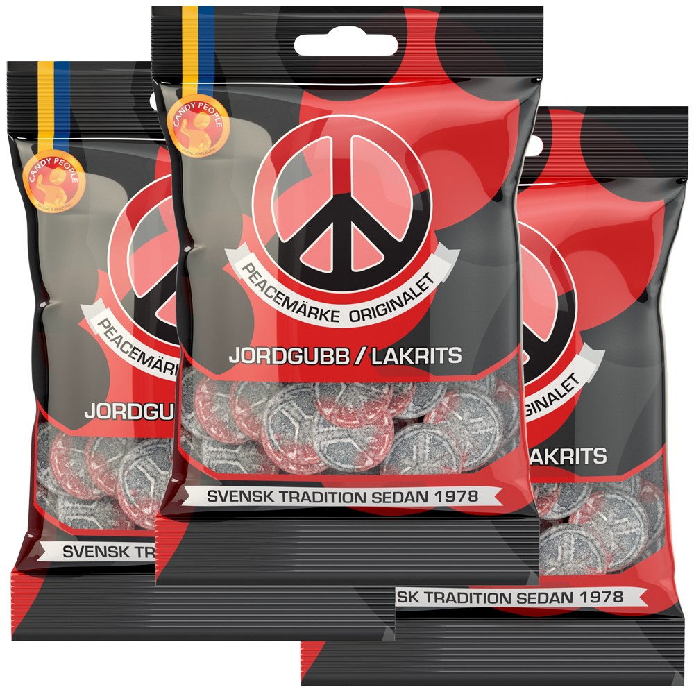 3st - Peacemärke Jordgubb/Lakrits 80g