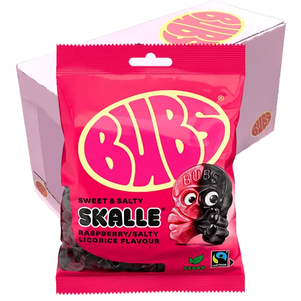 Bubs HallonLakrits Skalle 90g x 16st