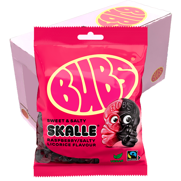 Bubs HallonLakrits Skalle 90g x 16st