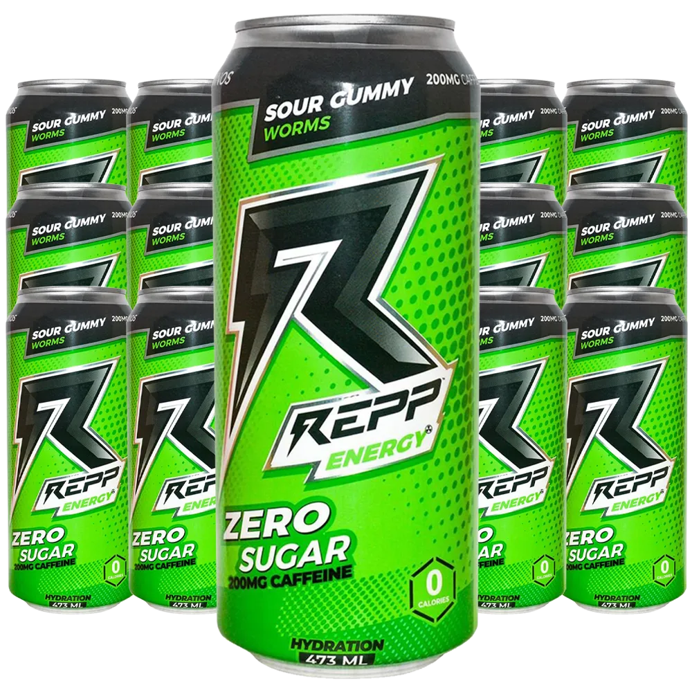 Repp Energy Sour Gummy Worms 473ml x12