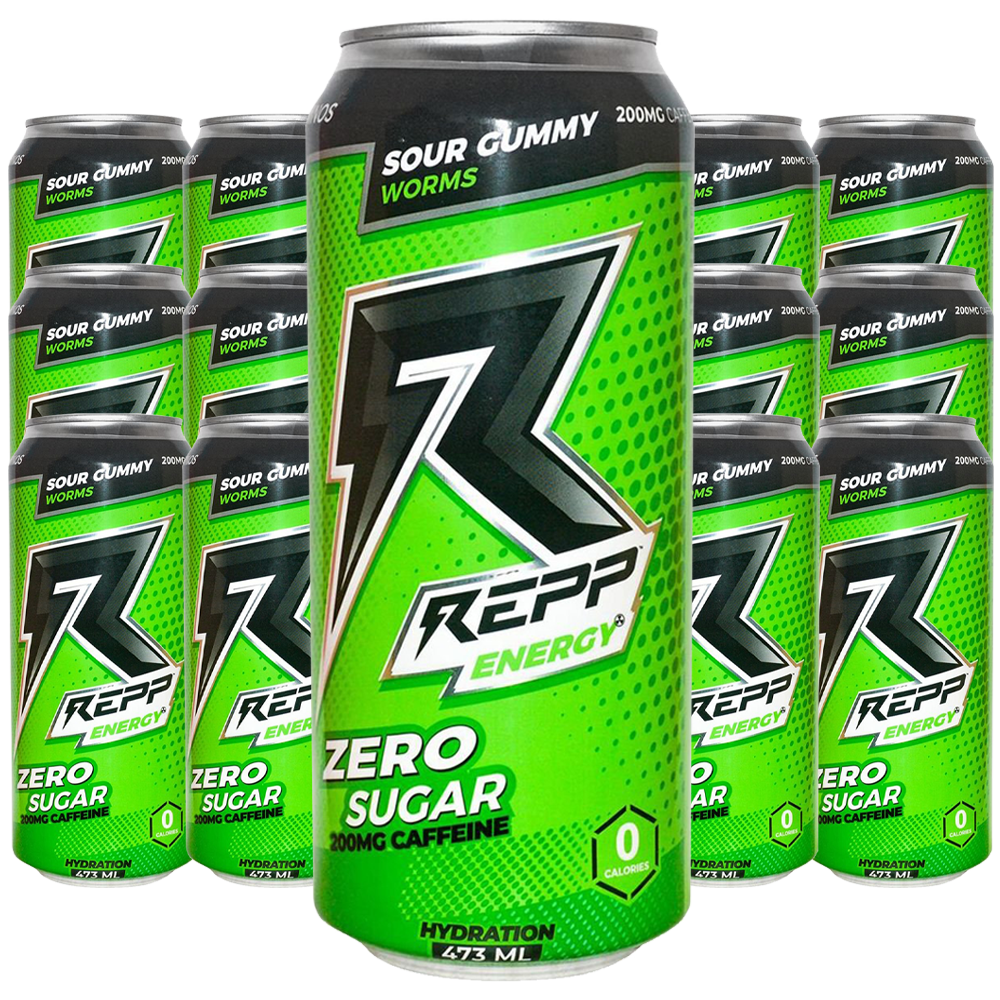 Repp Energy Sour Gummy Worms 473ml x12 | Sortiment | Gottegrisen