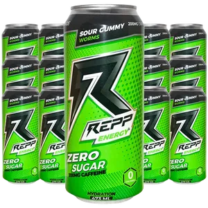 Repp Energy Sour Gummy Worms 473ml x12