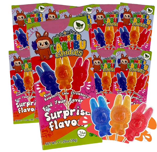 10st - Monster Labubu Lollipop 30g | Sortiment | Gottegrisen
