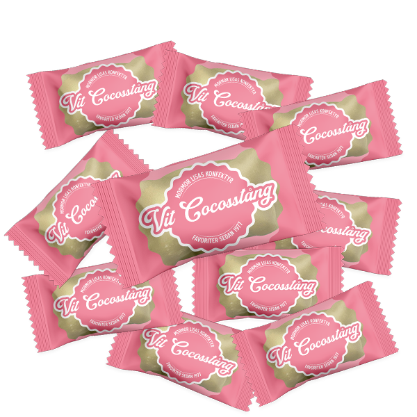 10st - Mormor Lisas Vit Cocosstång 10g | Sortiment | Gottegrisen